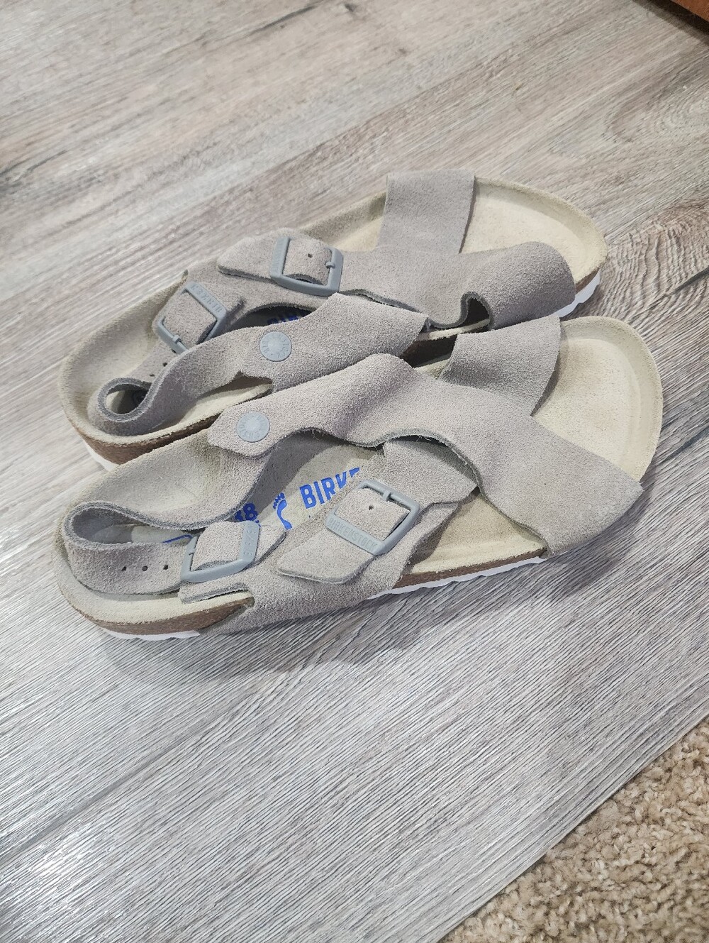 New Women Grey Tulum Birkenstock Ankle Strap Sandals Shoes  38 Softbed Narrow